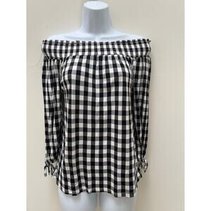 Lascana for Venus Black & White Check Off the Shoulder Top